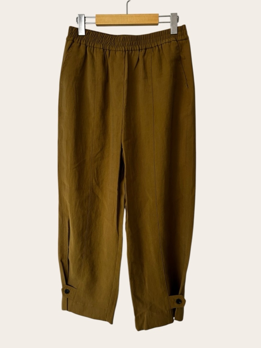 Zara Olive Brown Elastic Waist Casual Trousers